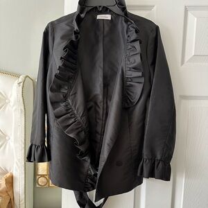 Black Ruffled Jacket with Tie